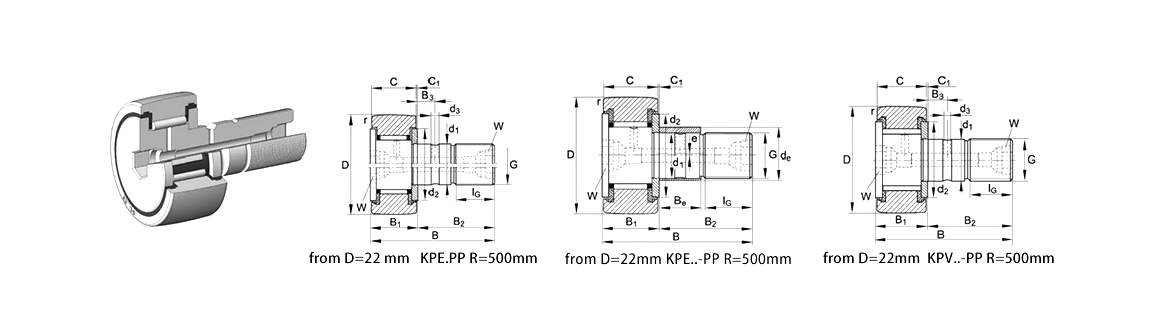 Fom D=22mm KR/KR..-PP R=500mm | From D=22mm KRE..-PP R=500mm | From D=22mm KPV..-PP R=500 mm